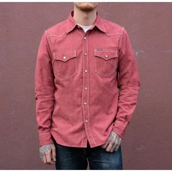 Iron Heart IHSH-289 Mock Twist Selvedge Chambray Western Shirt