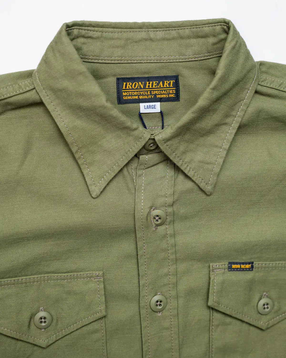 Iron Heart IHSH-328-GRN (FW22) 7oz Back Satin Military CPO Shirt