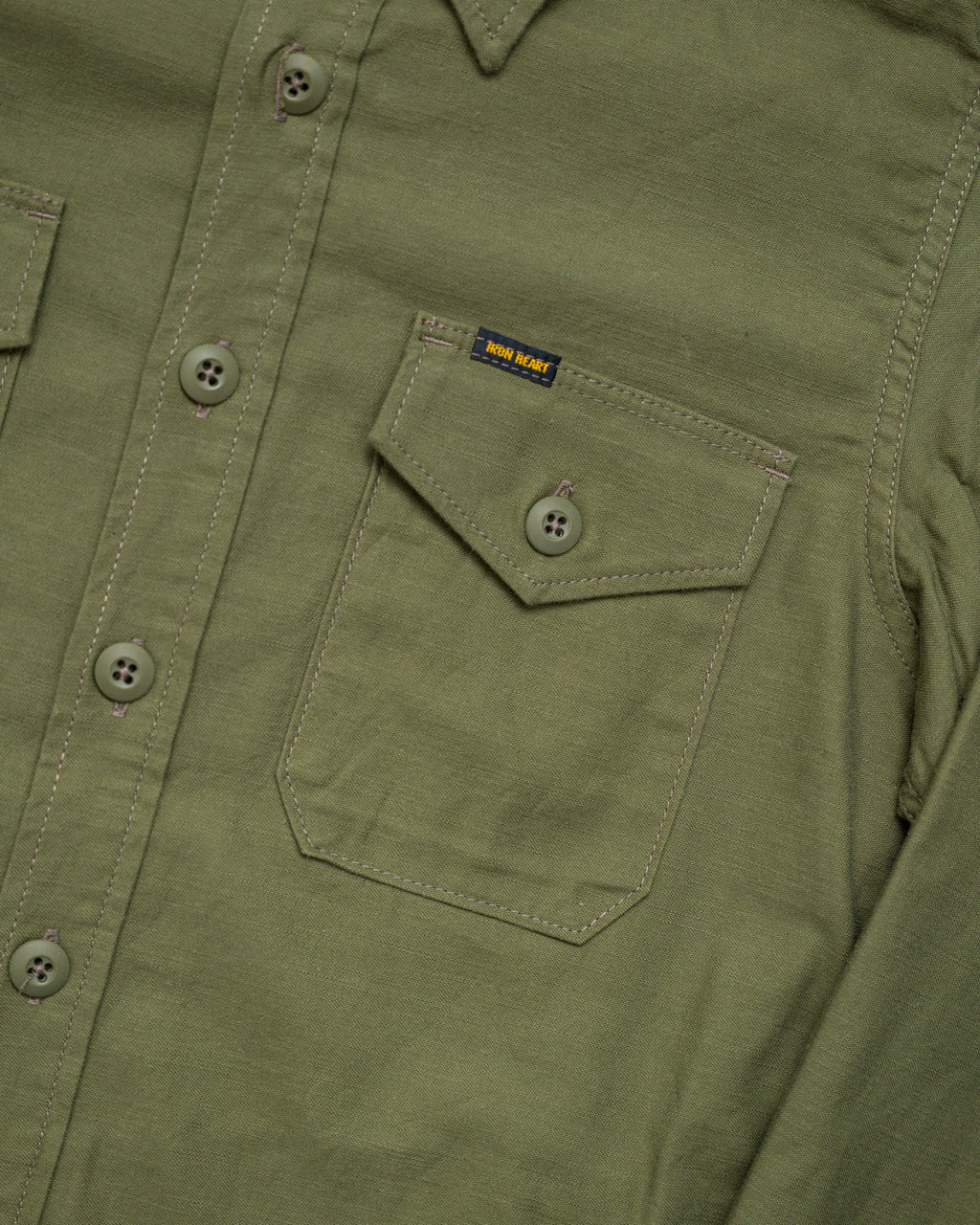 Iron Heart IHSH-328-GRN (FW22) 7oz Back Satin Military CPO Shirt