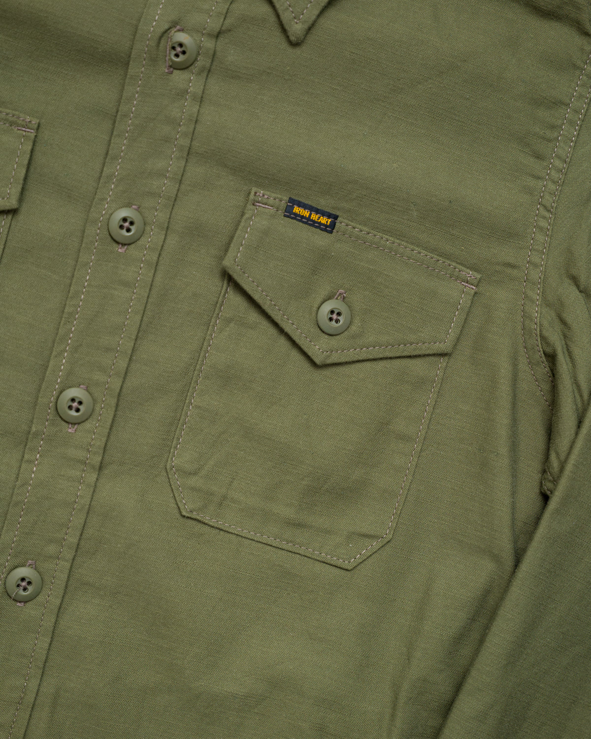 Iron Heart IHSH-328-GRN (FW22) 7oz Back Satin Military CPO Shirt