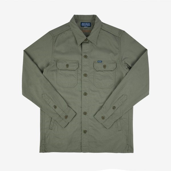 Iron Heart IHSH-385-ODG-BEI (SS24) 9oz Herringbone Military Shirt  Shirts
