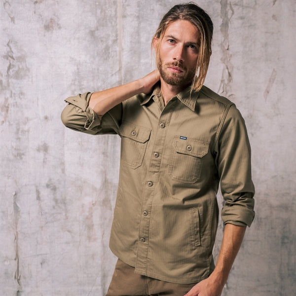 Iron Heart IHSH-385-ODG-BEI (SS24) 9oz Herringbone Military Shirt  Shirts