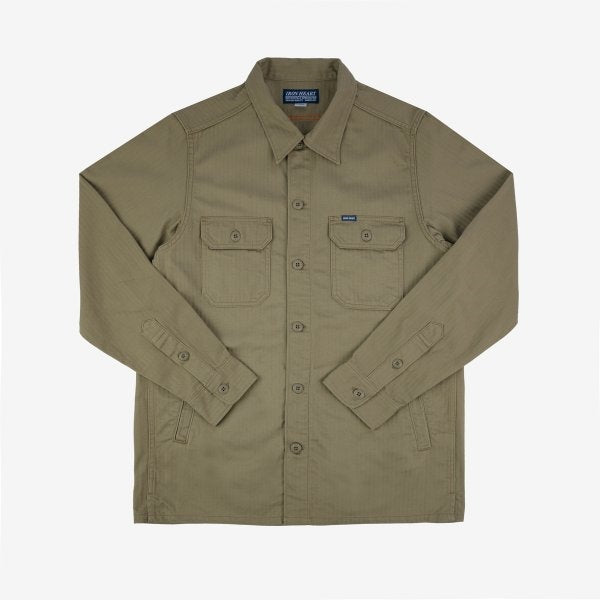 Iron Heart IHSH-385-ODG-BEI (SS24) 9oz Herringbone Military Shirt  Shirts