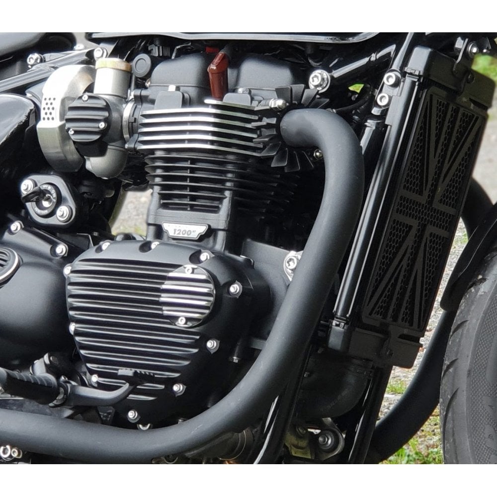 Motone Engine Cover - Black/Polished Rib Contrast Finish - MMU026