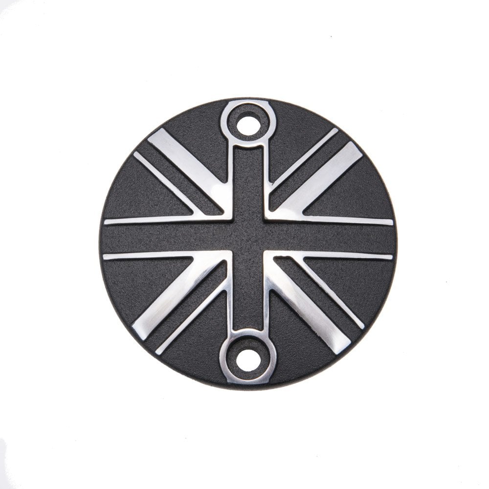 Motone Union Jack Engine Cover - Black/Polish Contrast Finish - MMU021