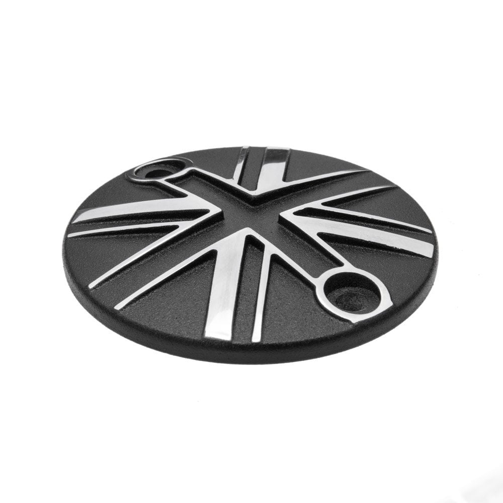 Motone Union Jack Engine Cover - Black/Polish Contrast Finish - MMU021