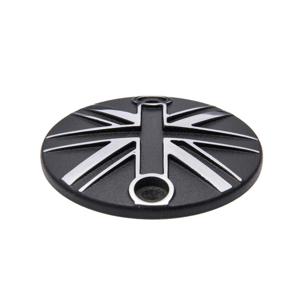 Motone Union Jack Engine Cover - Black/Polish Contrast Finish - MMU021