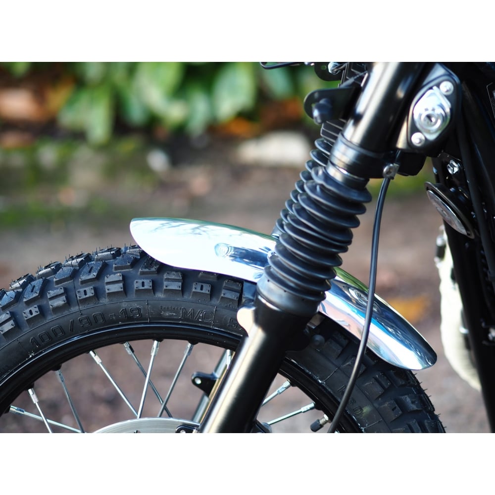 Motone Short Front Mudguard - Polished Aluminium - MTE109