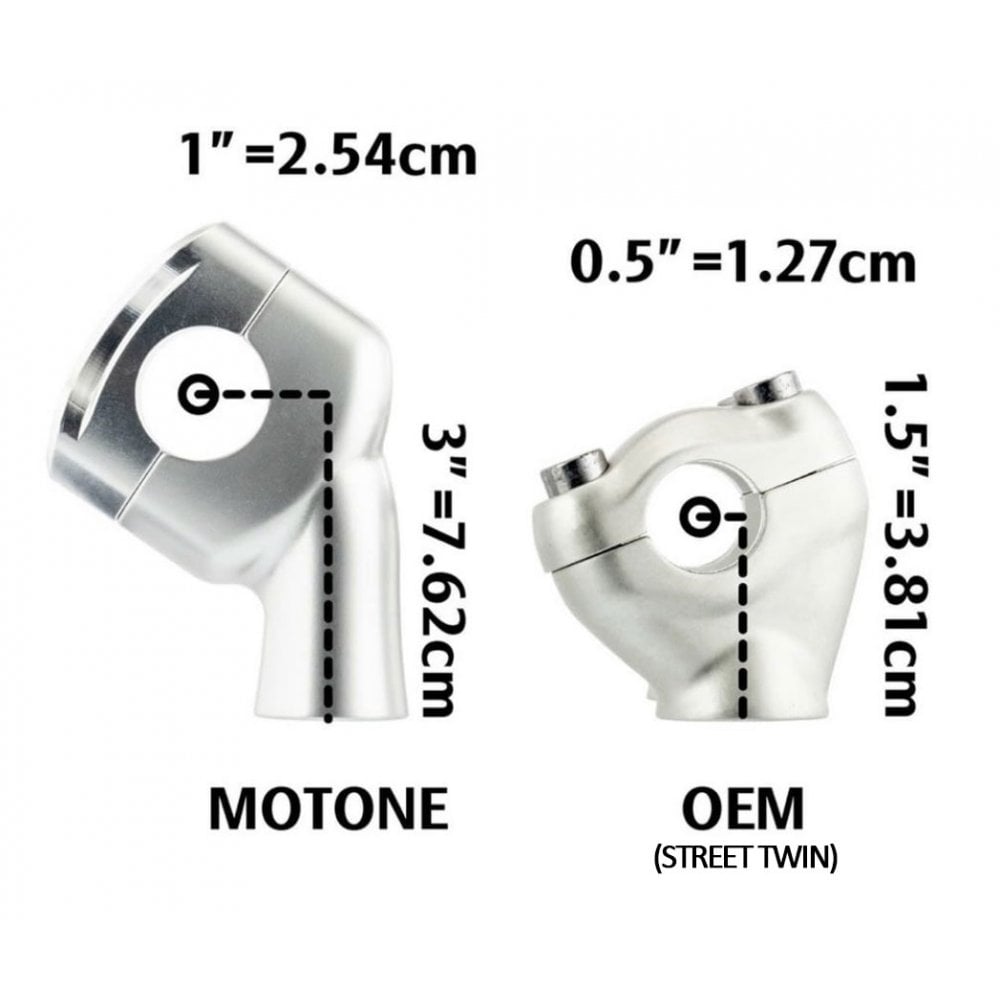 Motone Handlebar Risers 1 inch - Black Anodised