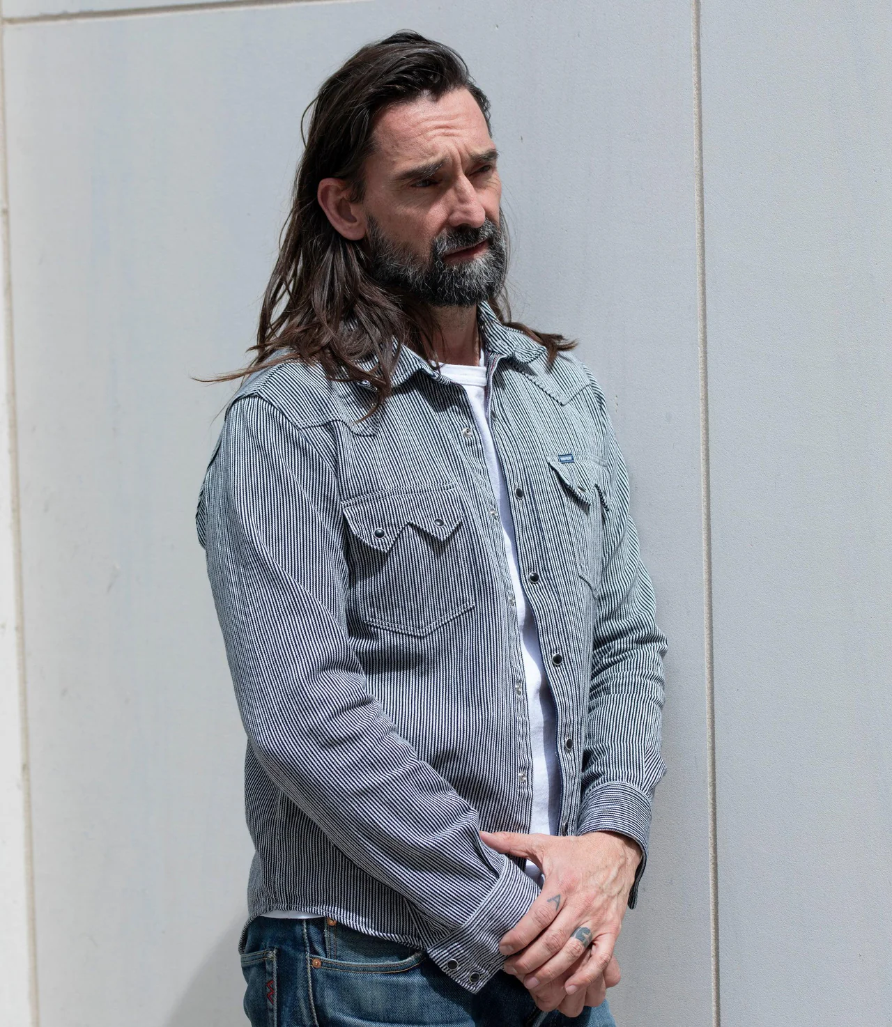 Iron Heart IHSH-365-IND 8oz Herringbone Hickory Stripe Sawtooth Western Shirt - Image 7