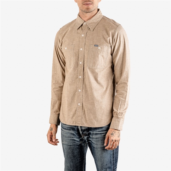 Iron Heart IHSH-344-KHA 10oz Selvedge Chambray Work Shirt - Image 5