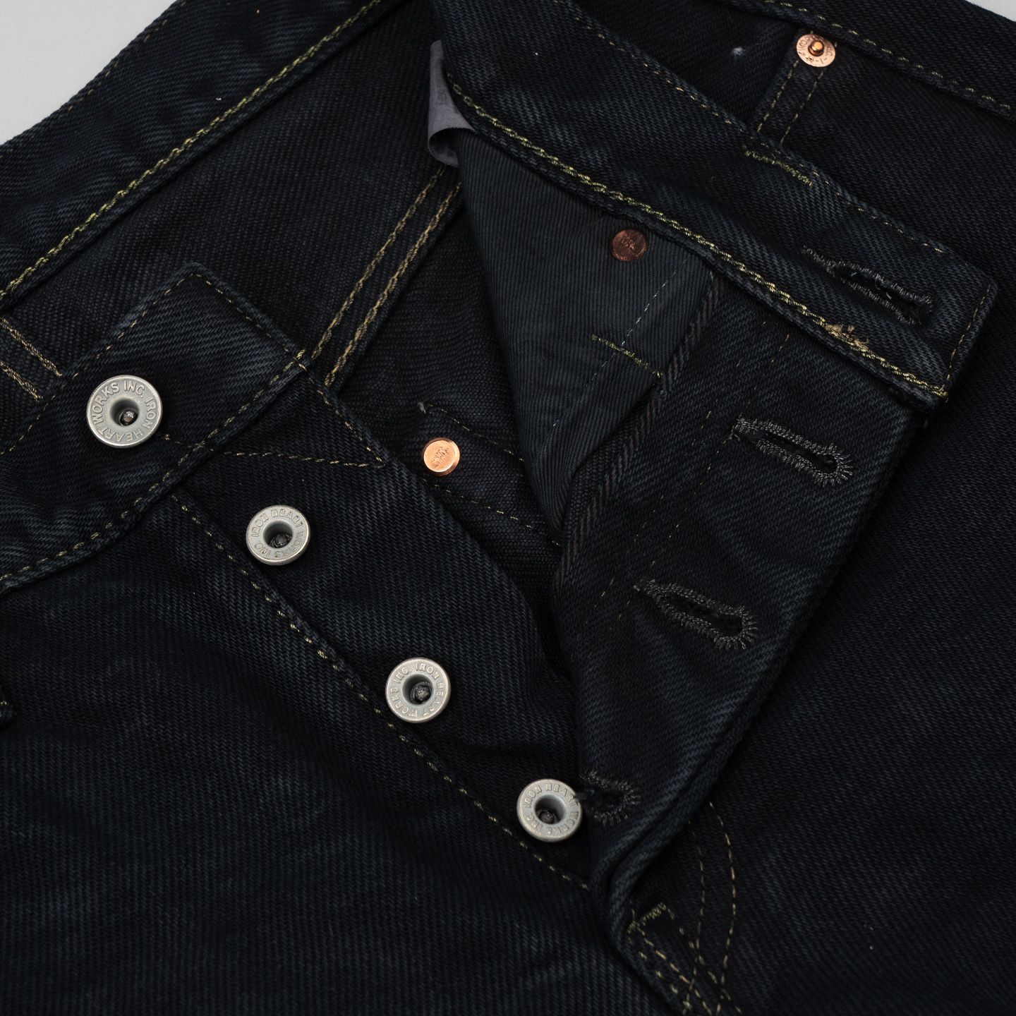 Iron Heart IH-555S-21od 21oz Selvedge Denim Super Slim Cut Jeans - Indigo Overdyed Black - Image 5