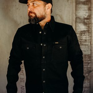 Iron Heart IHSH-361-BLK 16oz Selvedge Denim Western Shirt - Superblack (Fades To Grey)