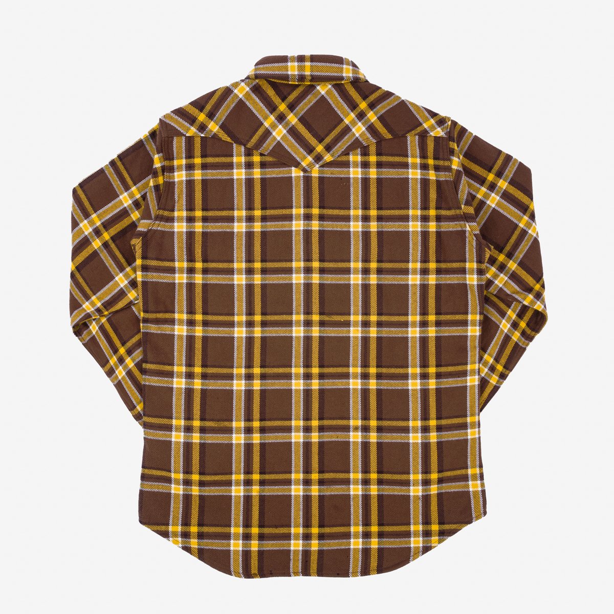 Iron Heart IHSH-372-BRN (FW23) Ultra Heavy Flannel Brown Crazy Check Western Shirt - Brown - Image 2