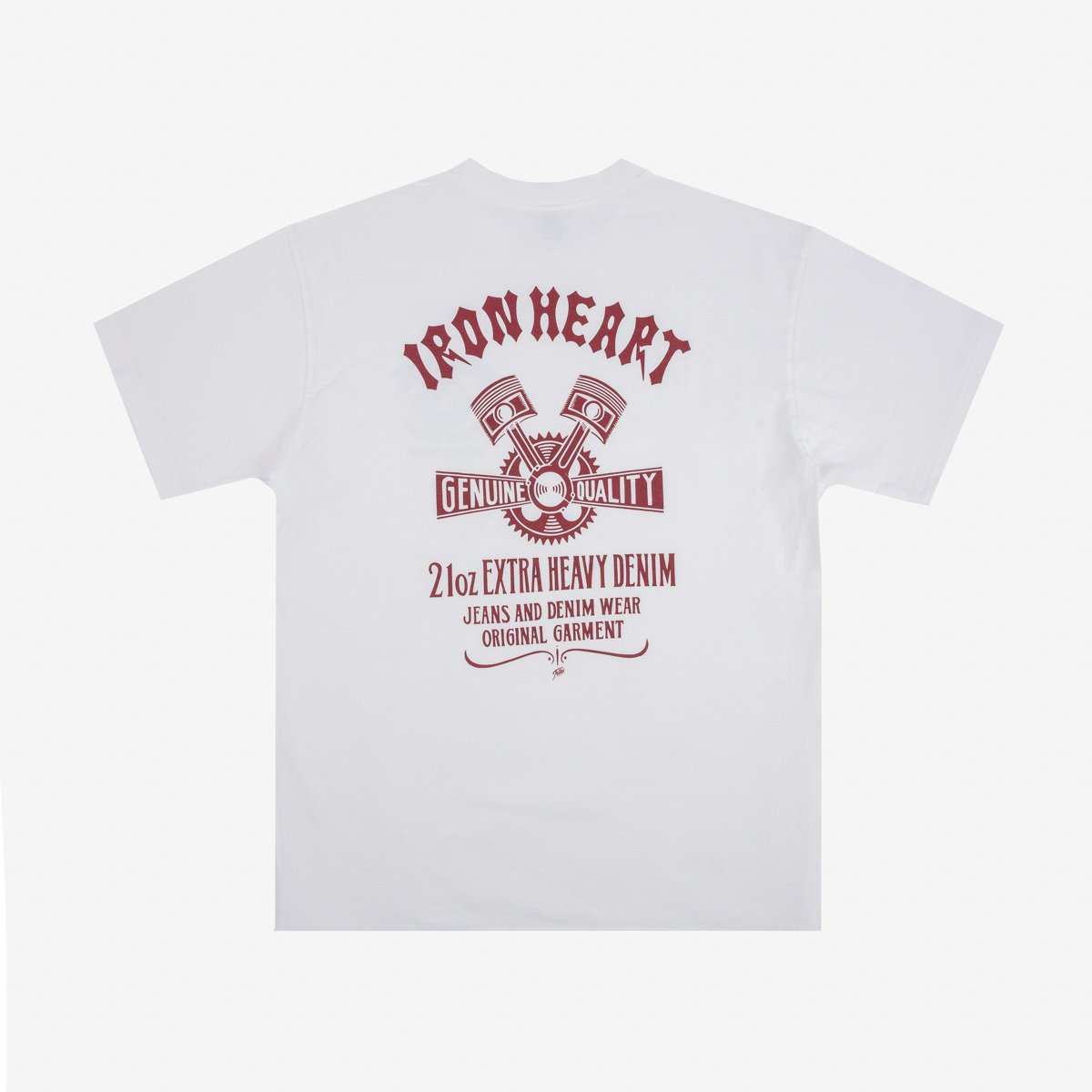 Iron Heart IHT-2403-BLK 7.5oz Printed Loopwheel Crew Neck T-Shirt - White - Image 5