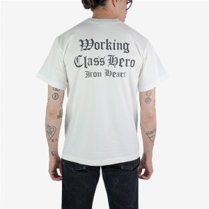 Iron Heart IHPT-2303-WHT 7.5oz Printed Loopwheel Crew Neck T-Shirt