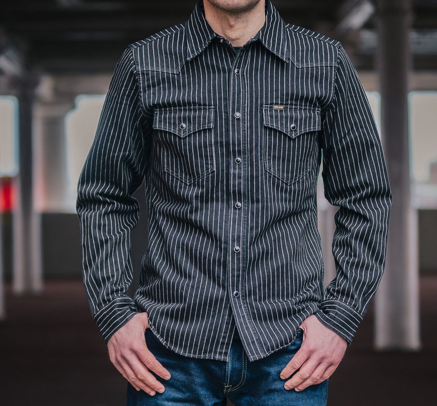 Iron Heart IHSH-62-BLK 12oz Wabash Western Shirt
