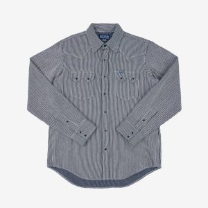 Iron Heart IHSH-365-IND 8oz Herringbone Hickory Stripe Sawtooth Western Shirt