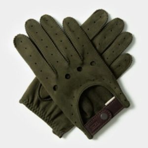 Cafe Triton Driving Gloves Suede Green Nobuck