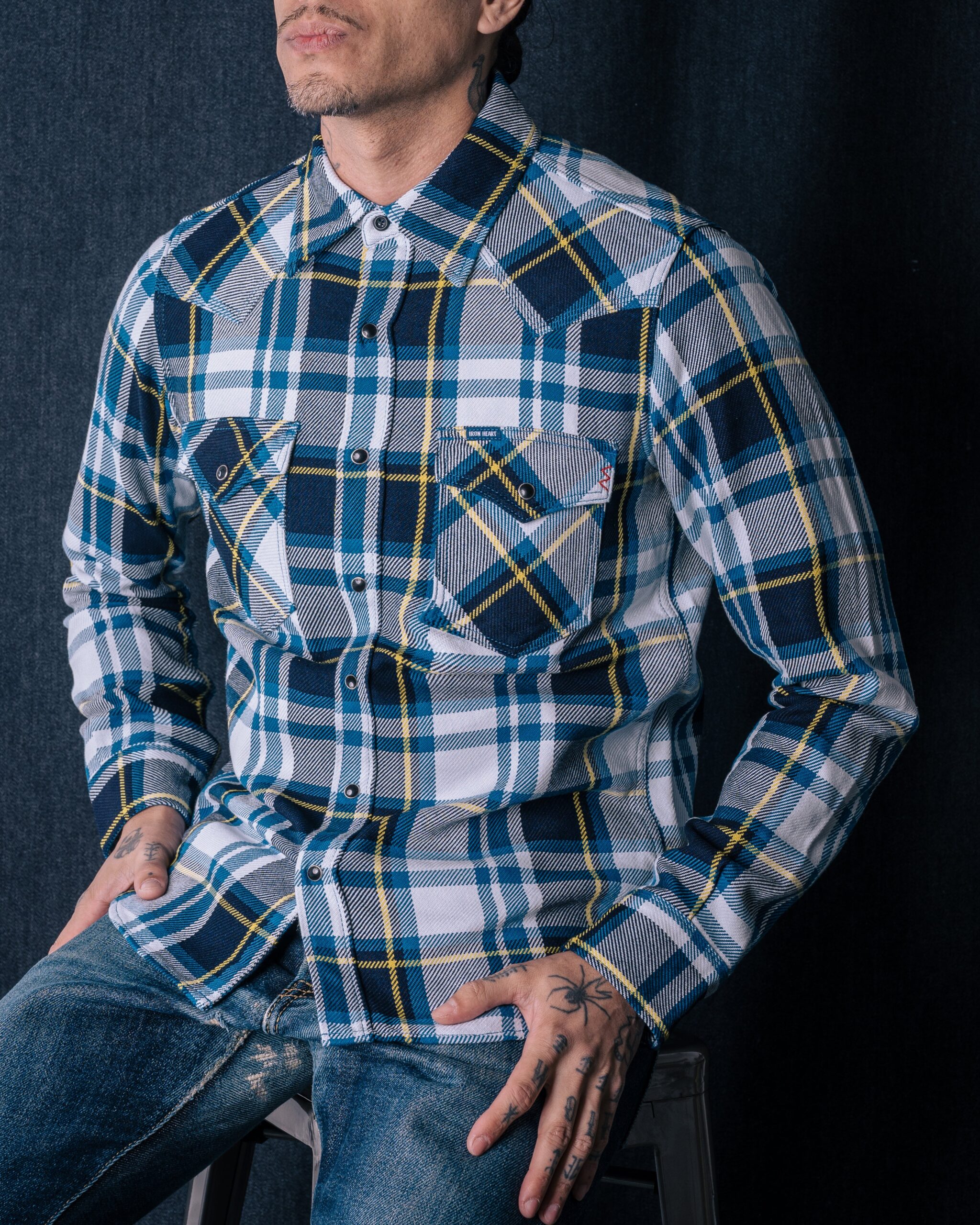 Iron Heart IHSH-390 9oz Selvedge American Check Western Shirt - Image 4