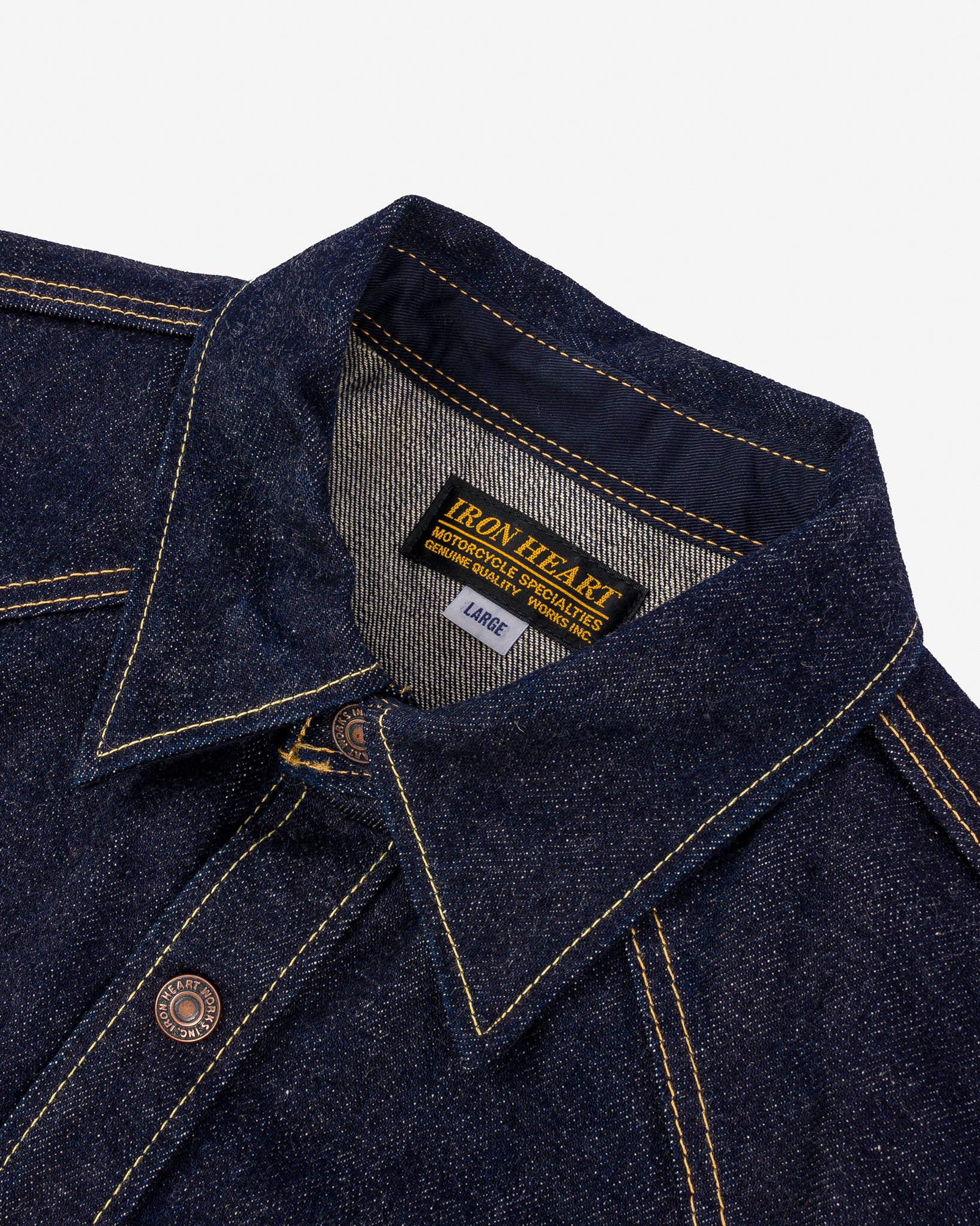 Iron Heart IHSH-292-IND 18oz Vintage Selvedge Denim CPO Shirt - Indigo - Image 4
