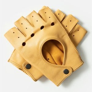 Cafe The Targa Fingerless Driving Gloves Cream