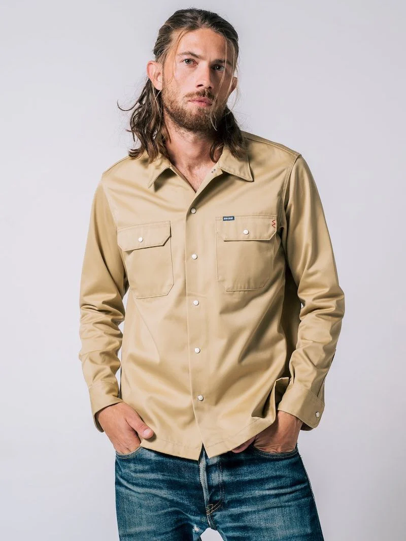 Iron Heart IHSH-383-BEI-NP 9oz T/C Mechanic Shirt (No Print)