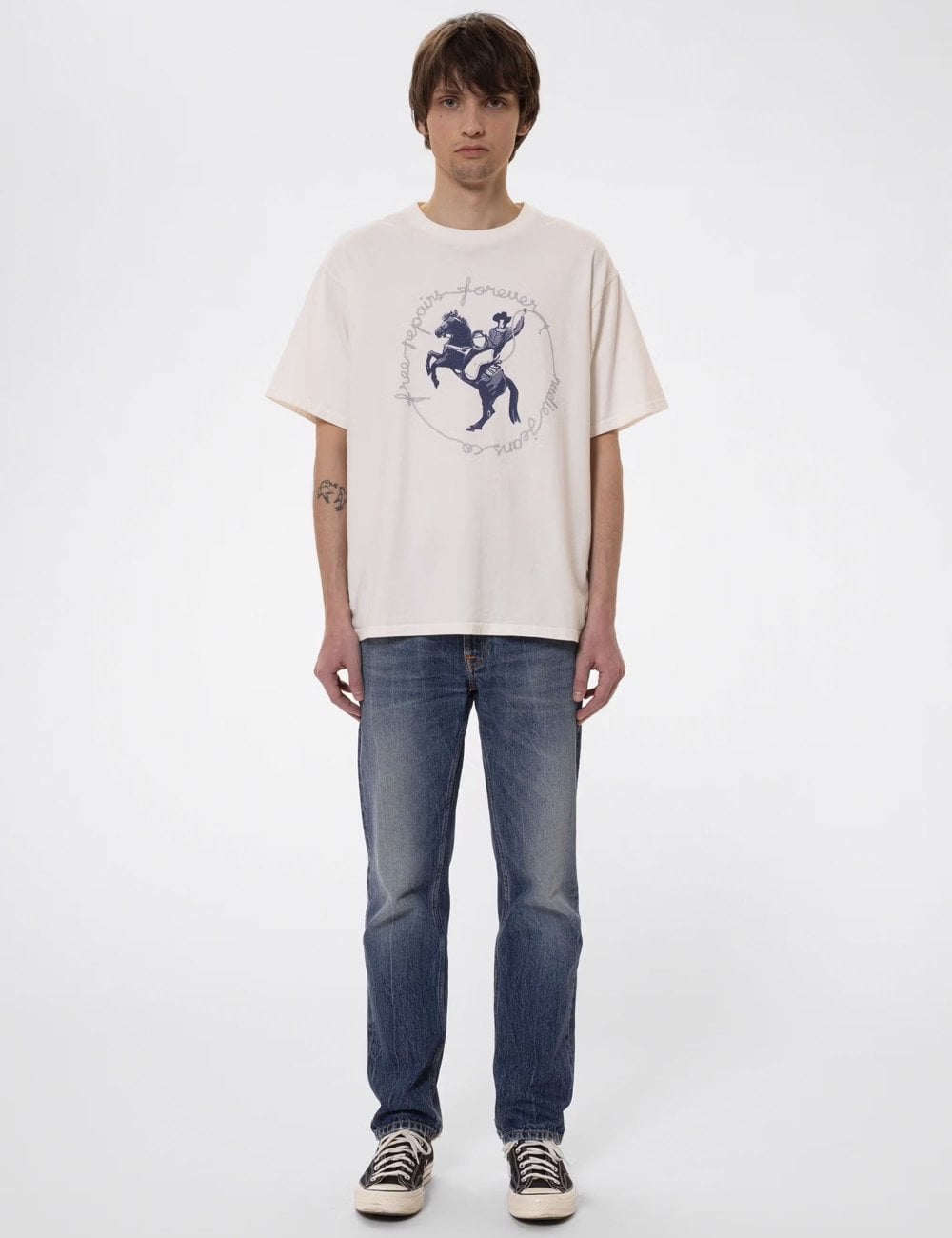 Nudie Jeans Koffe Free Repairs T-Shirt - Offwhite - Image 3
