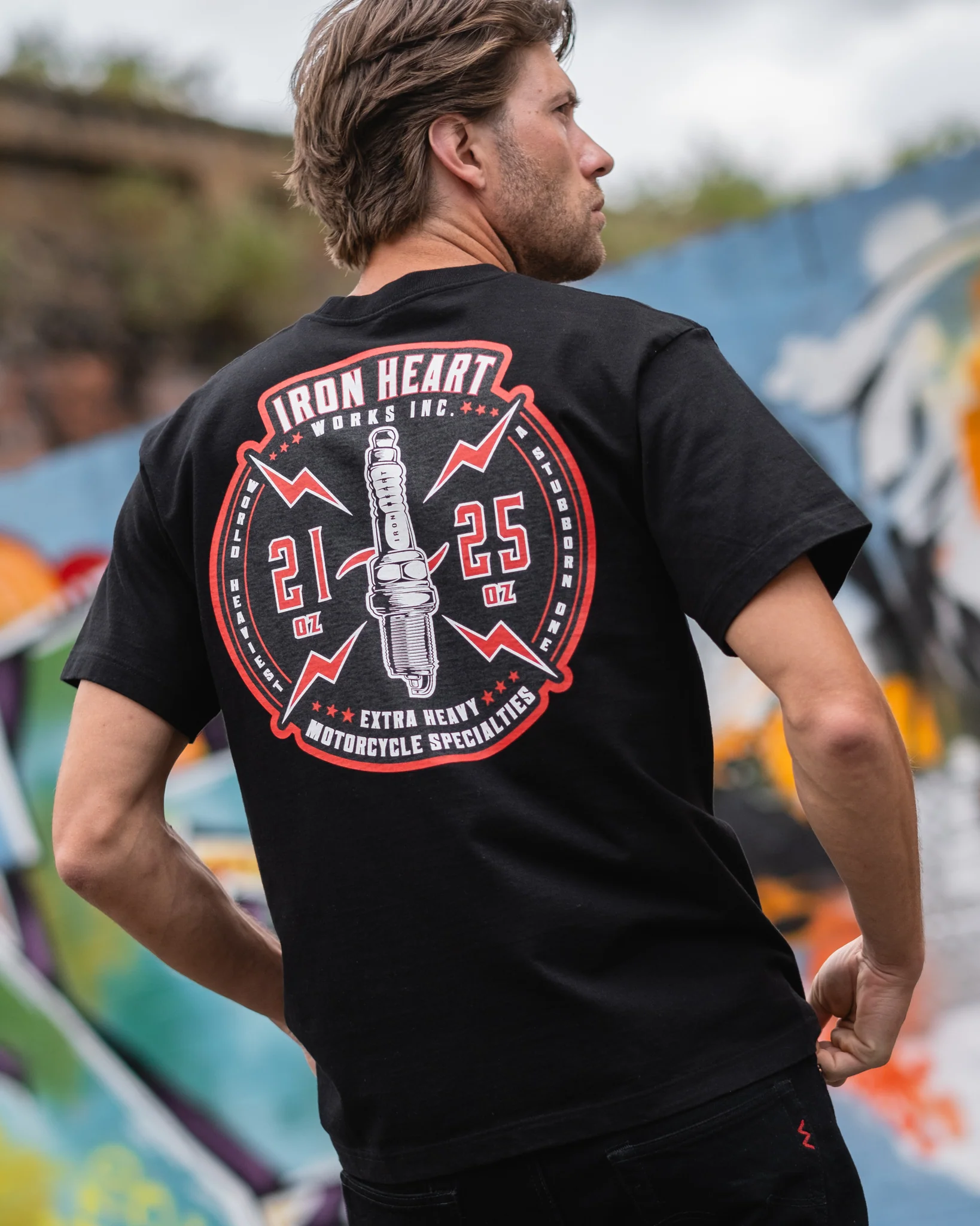 Iron Heart IHT-2503 7.5oz Printed Loopwheel Crew Neck T-Shirt - Image 6