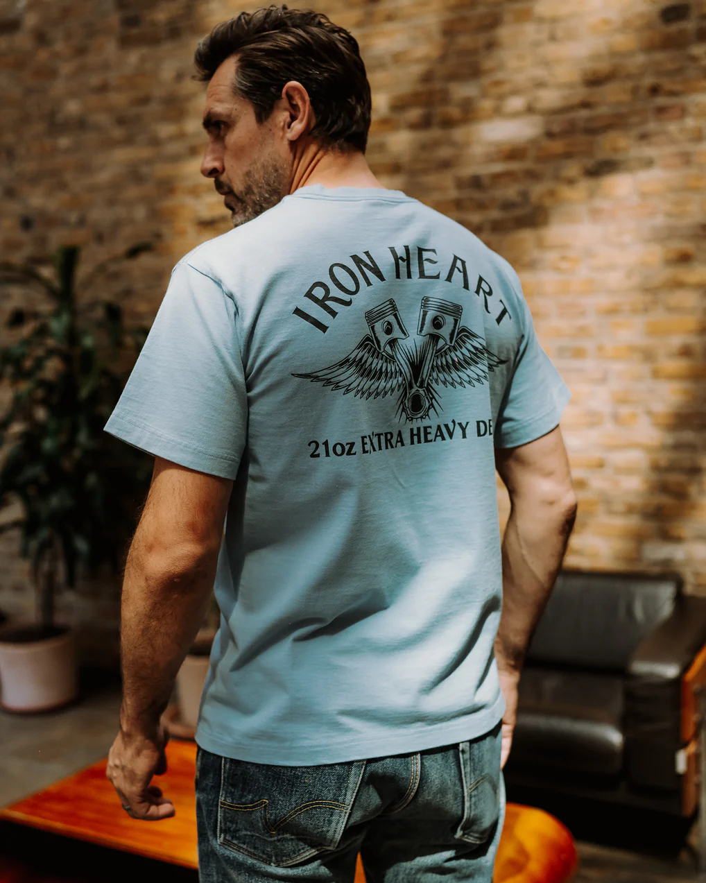 Iron Heart IHT-2502 7.5oz Printed Loopwheel Crew Neck T-Shirt