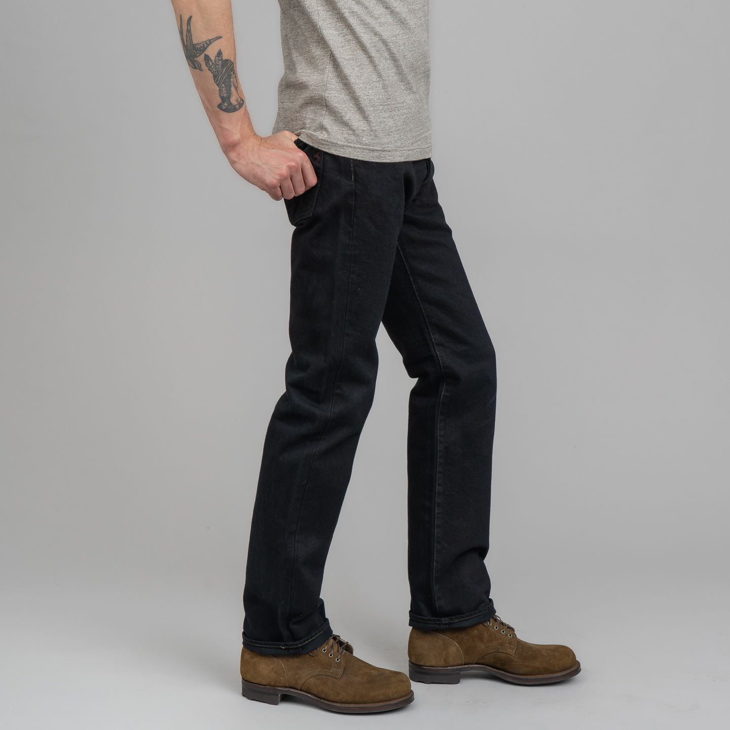 Iron Heart IH-634S-142OD 14oz Selvedge Denim Straight Cut Jeans - Indigo Overdyed Black - Image 11