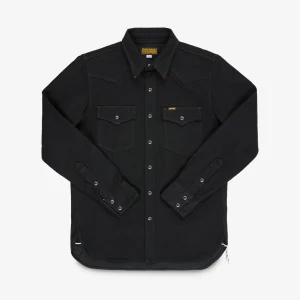 Iron Heart IHSH-295-BB 14oz Selvedge Denim Western Shirt Black/ Black