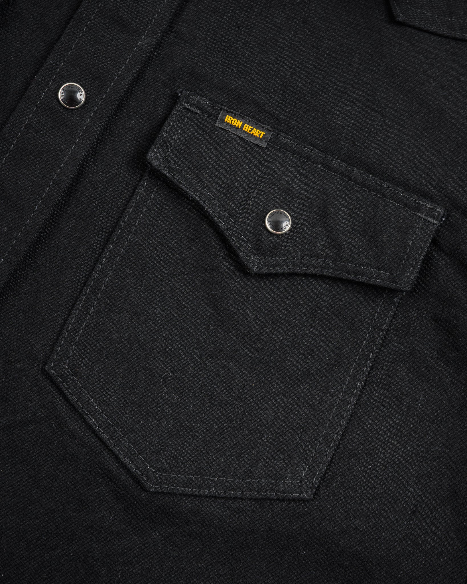 Iron Heart IHSH-295-BB 14oz Selvedge Denim Western Shirt Black/ Black - Image 12
