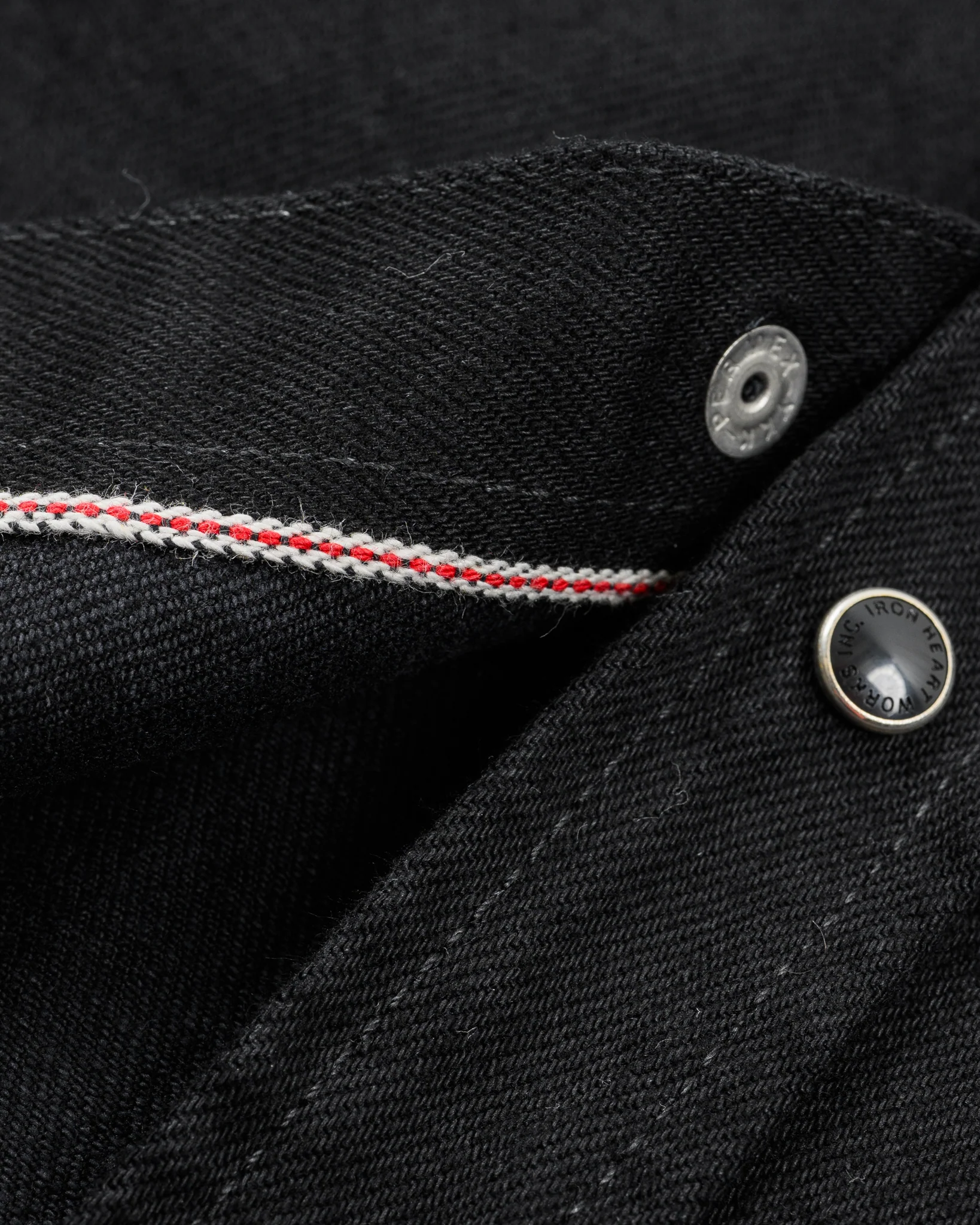 Iron Heart IHSH-295-BB 14oz Selvedge Denim Western Shirt Black/ Black - Image 7