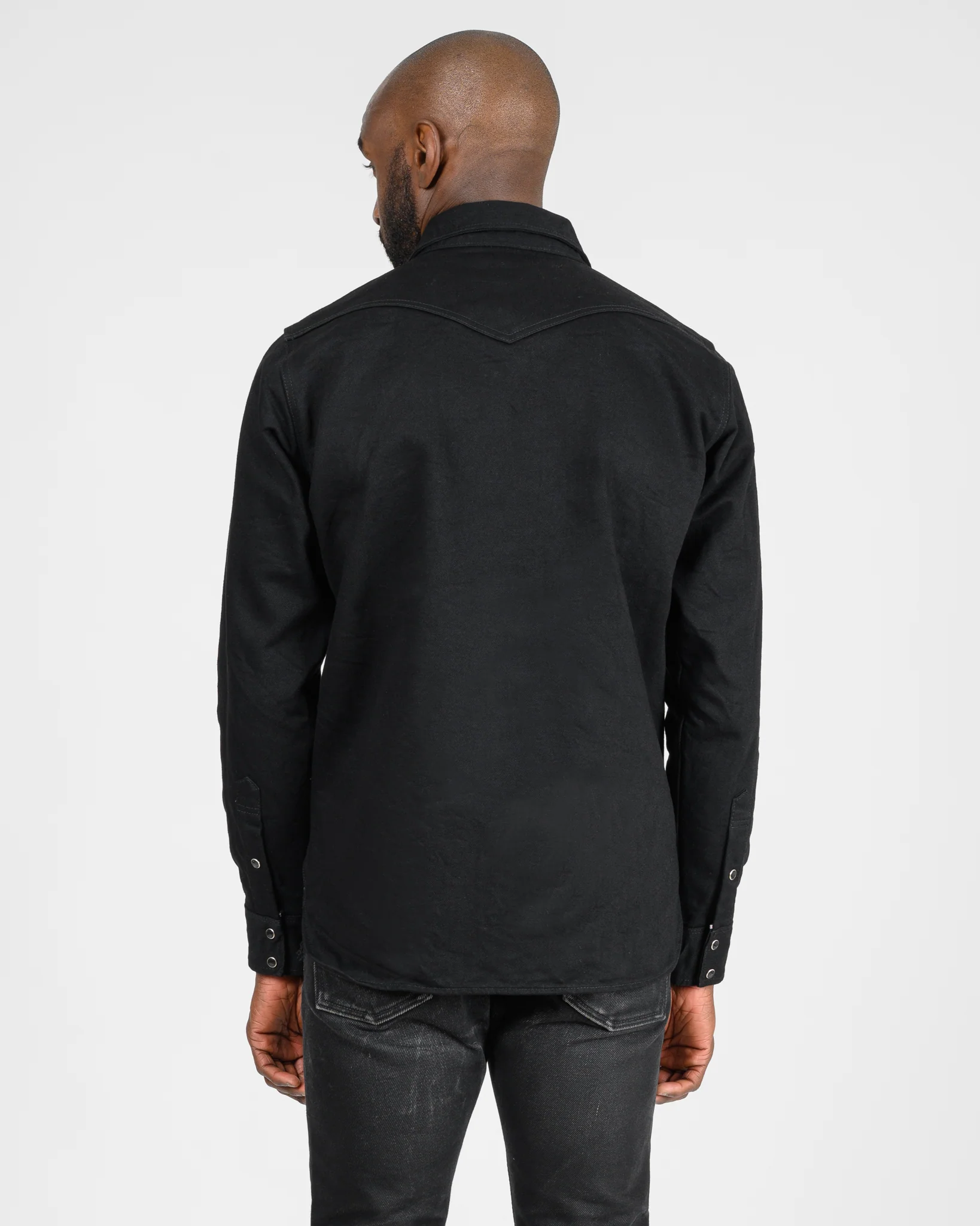 Iron Heart IHSH-295-BB 14oz Selvedge Denim Western Shirt Black/ Black - Image 14