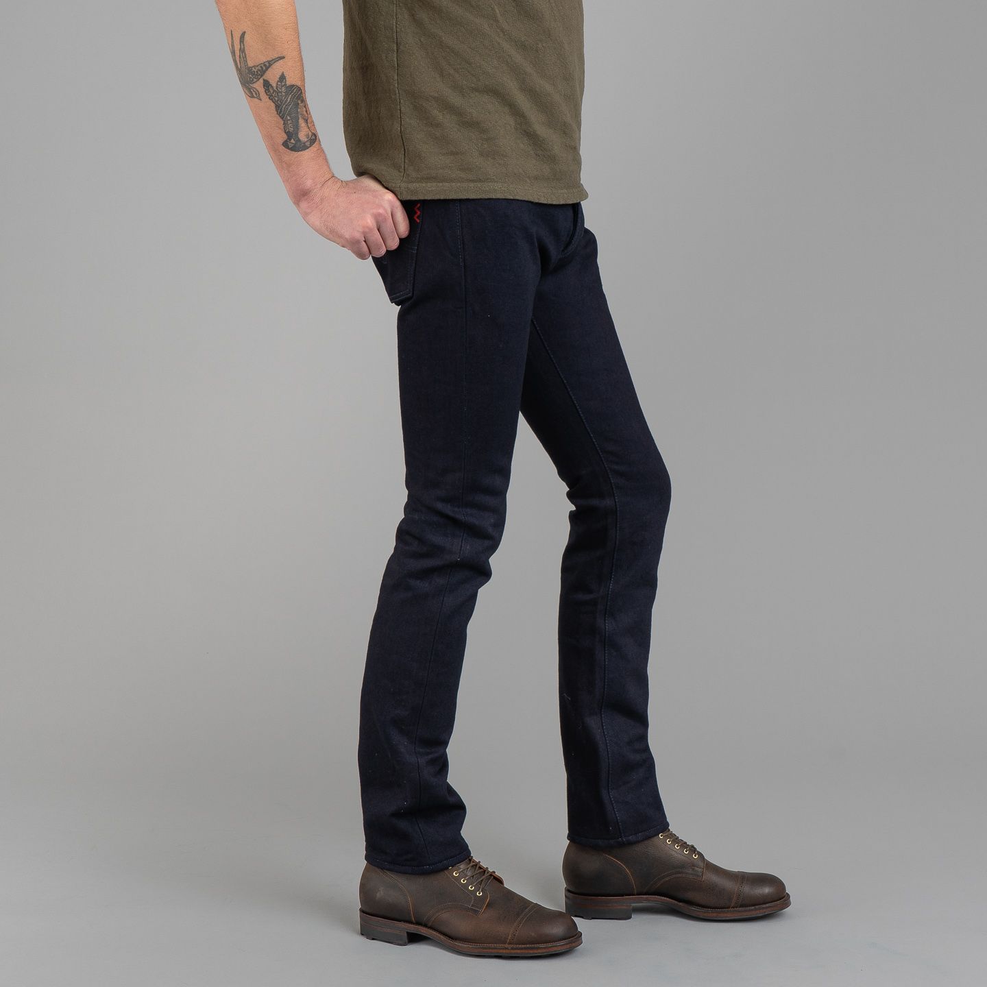 Iron Heart IH-555S-142ii 14oz Selvedge Denim Super Slim Cut Jeans - Indigo/Indigo - Image 14