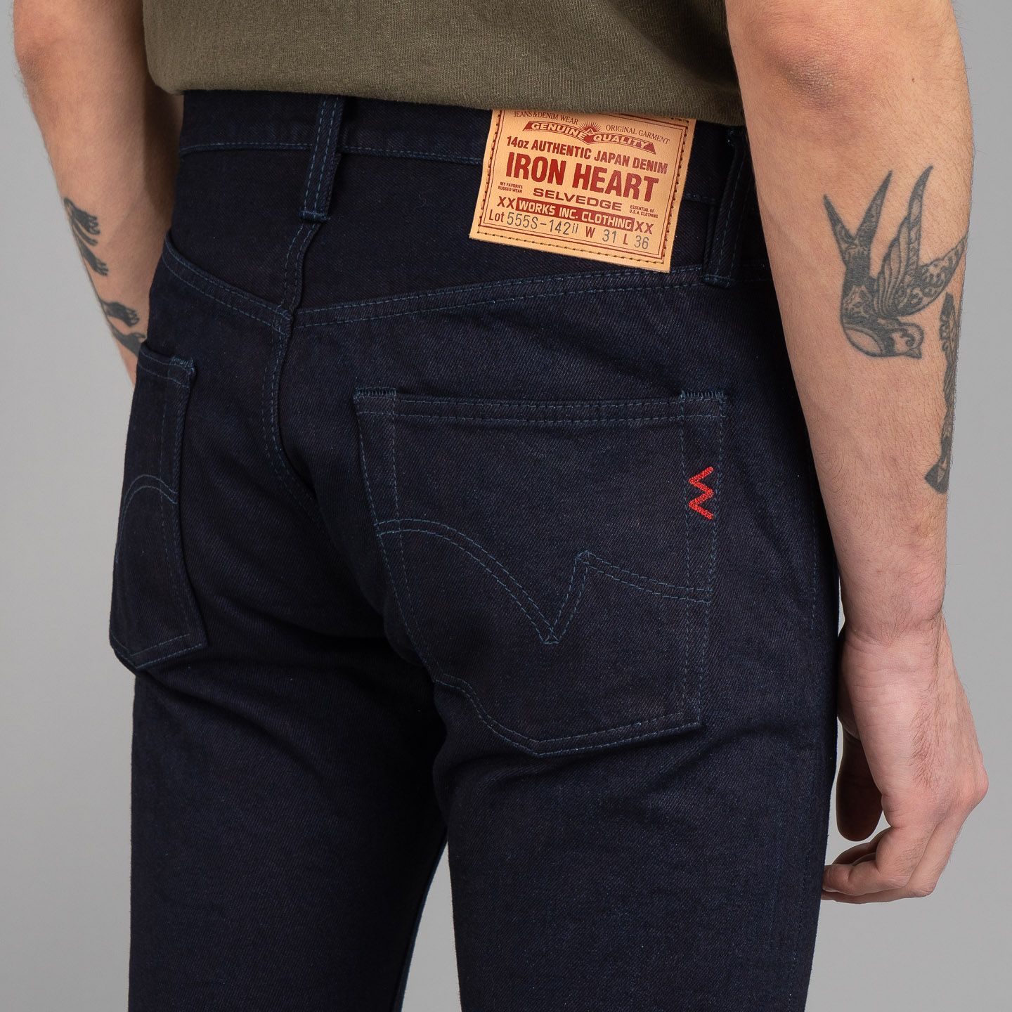 Iron Heart IH-555S-142ii 14oz Selvedge Denim Super Slim Cut Jeans - Indigo/Indigo - Image 10