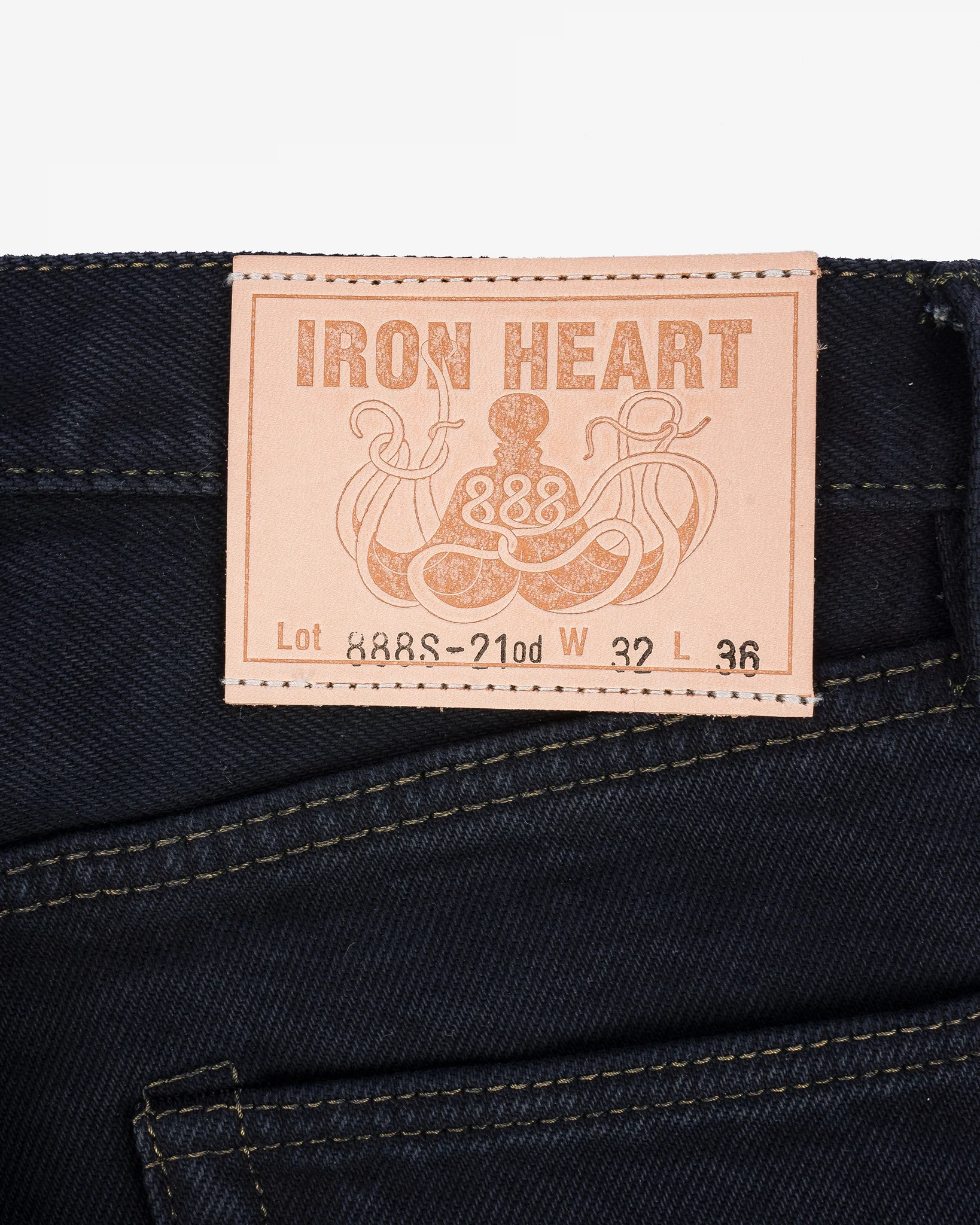 Iron Heart IH-888S-21od 21oz Selvedge Denim Medium/High Rise Tapered Cut Jeans - Indigo Overdyed Black - Image 5