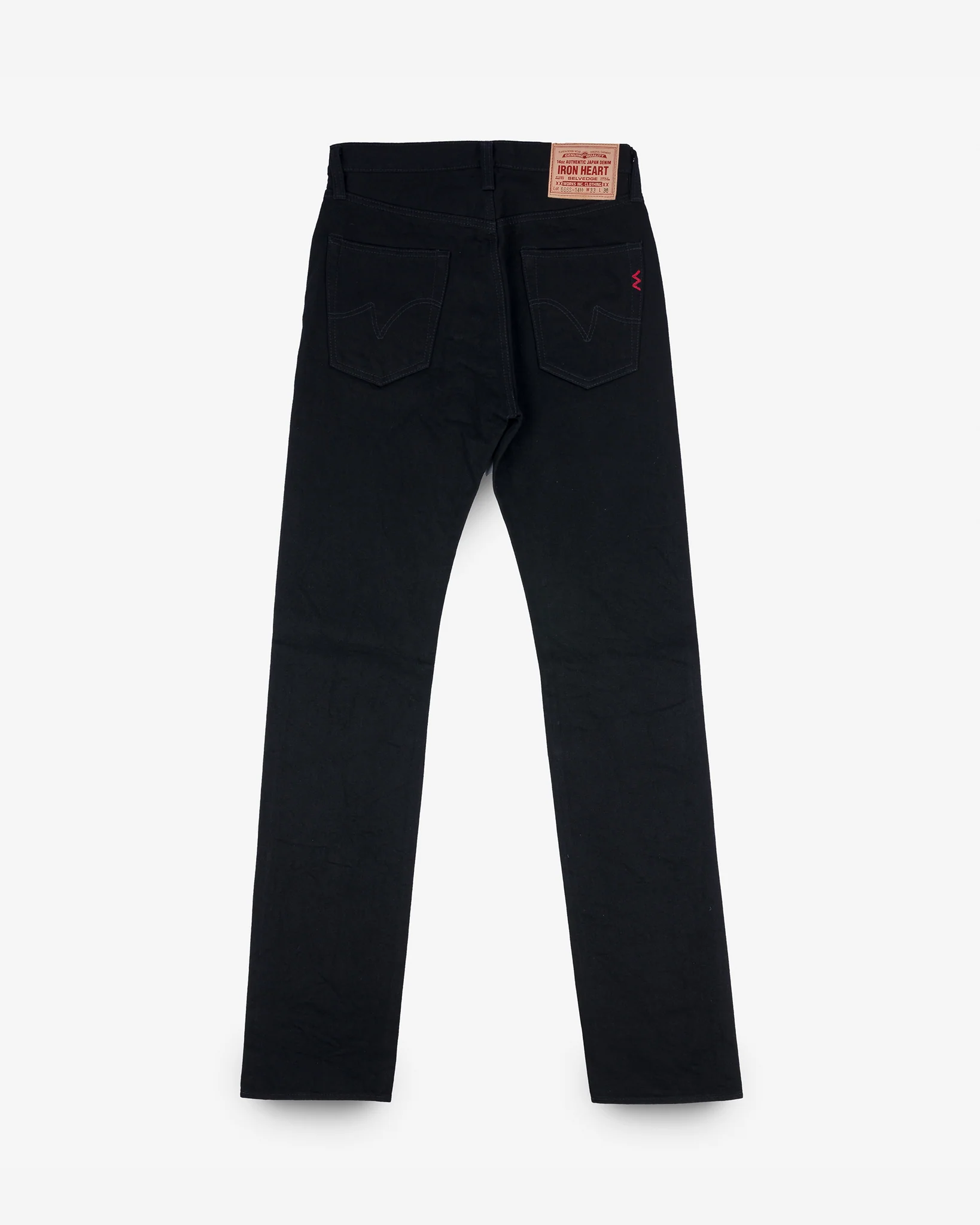 Iron Heart IH-666S-142BB 14oz Selvedge Denim Slim Straight Cut - Black/Black - Image 3