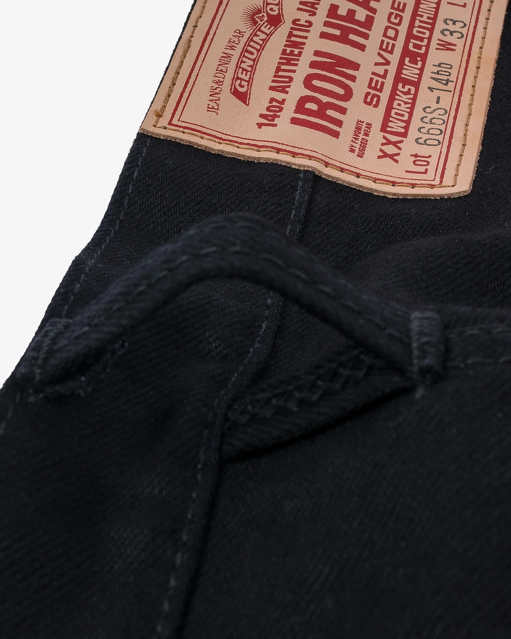 Iron Heart IH-666S-142BB 14oz Selvedge Denim Slim Straight Cut - Black/Black - Image 10