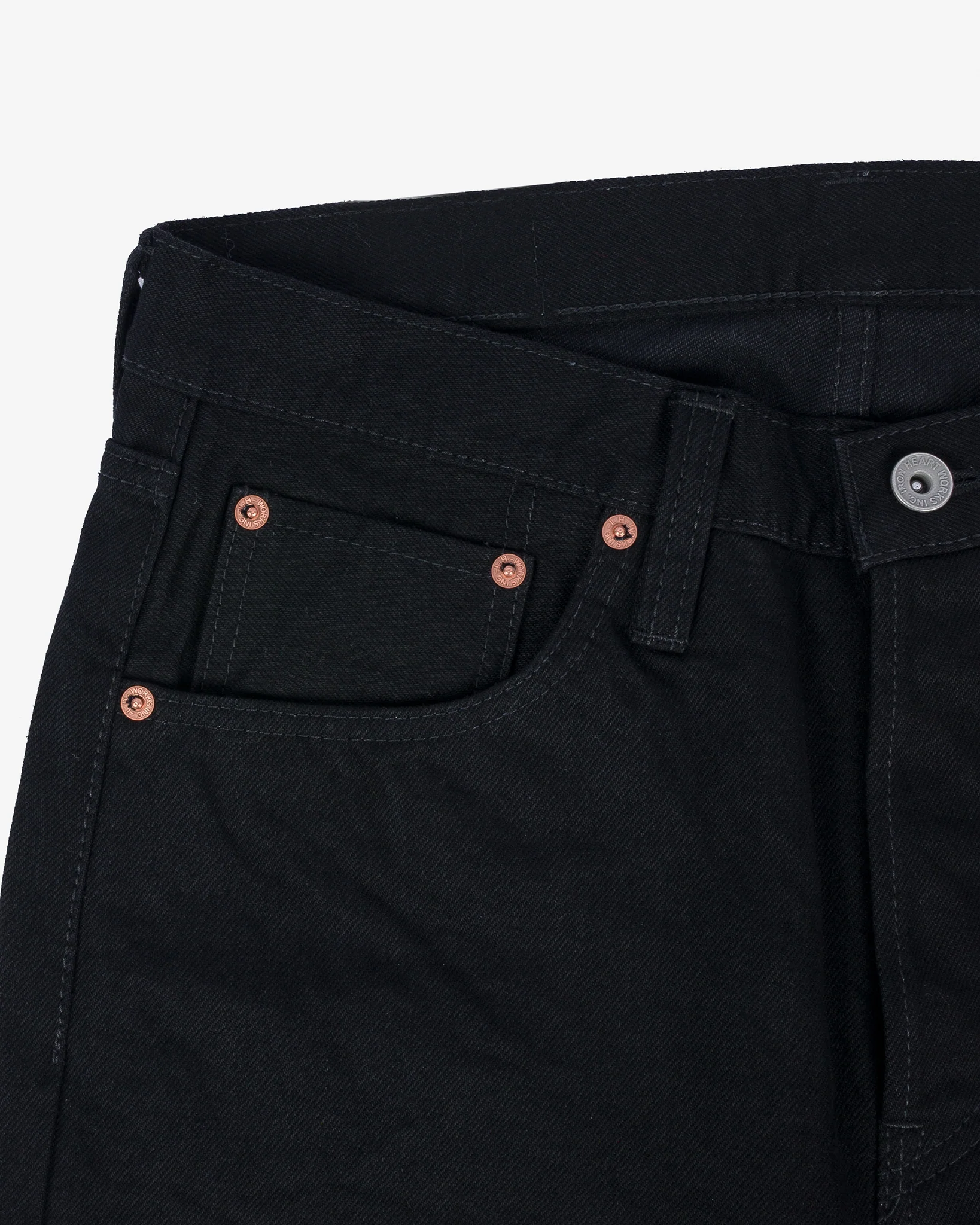 Iron Heart IH-666S-142BB 14oz Selvedge Denim Slim Straight Cut - Black/Black - Image 4