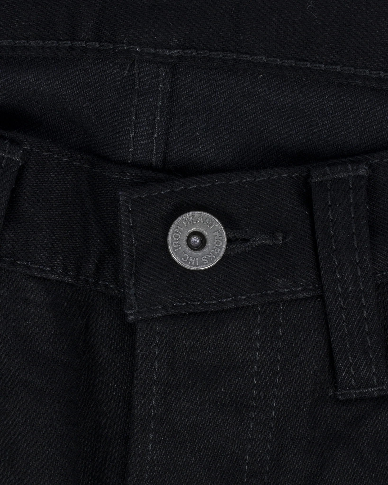 Iron Heart IH-666S-142BB 14oz Selvedge Denim Slim Straight Cut - Black/Black - Image 9