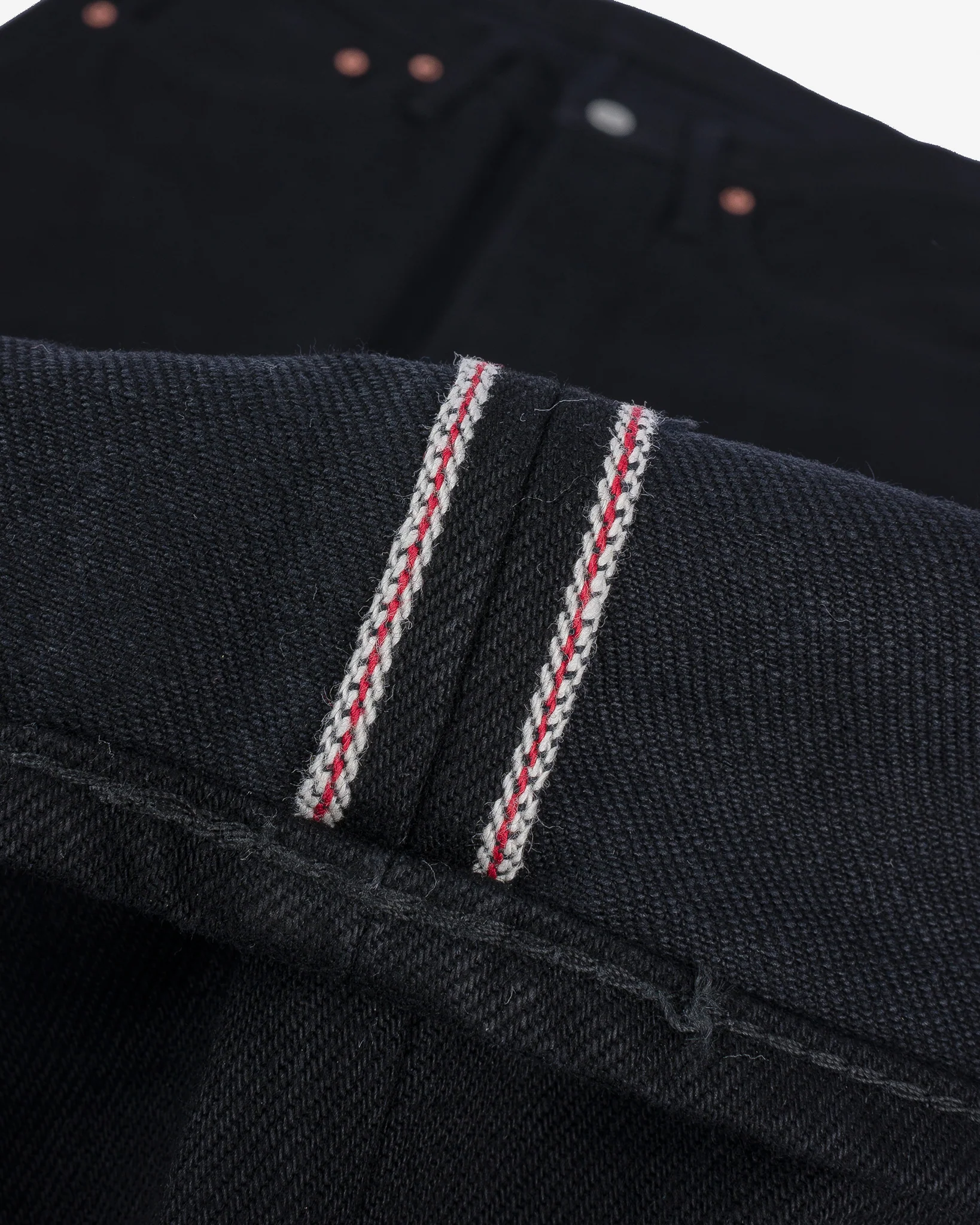 Iron Heart IH-666S-142BB 14oz Selvedge Denim Slim Straight Cut - Black/Black - Image 8