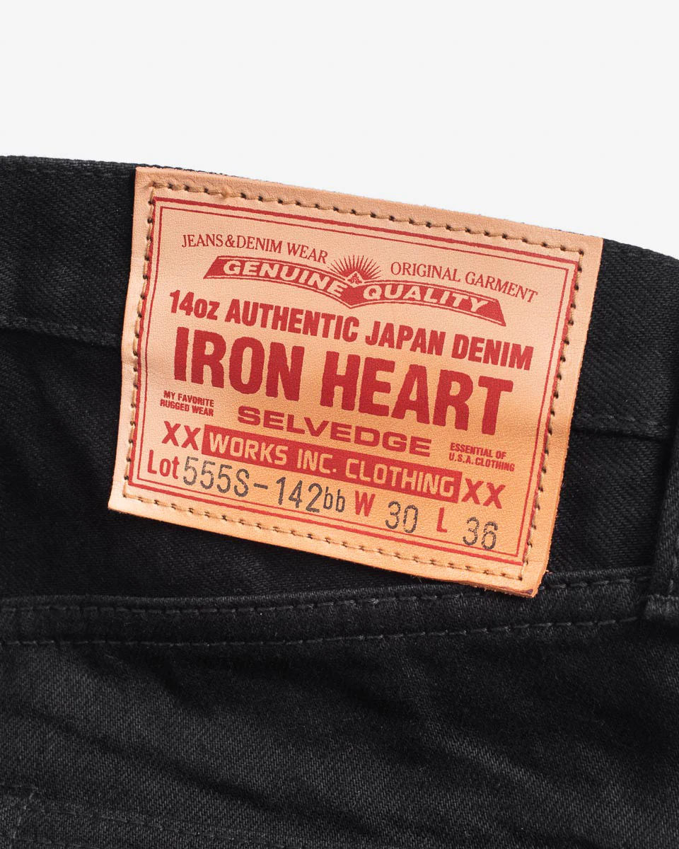 Iron Heart IH-555S-142BB 14oz Selvedge Denim Super Slim Cut - Black/Black - Image 6