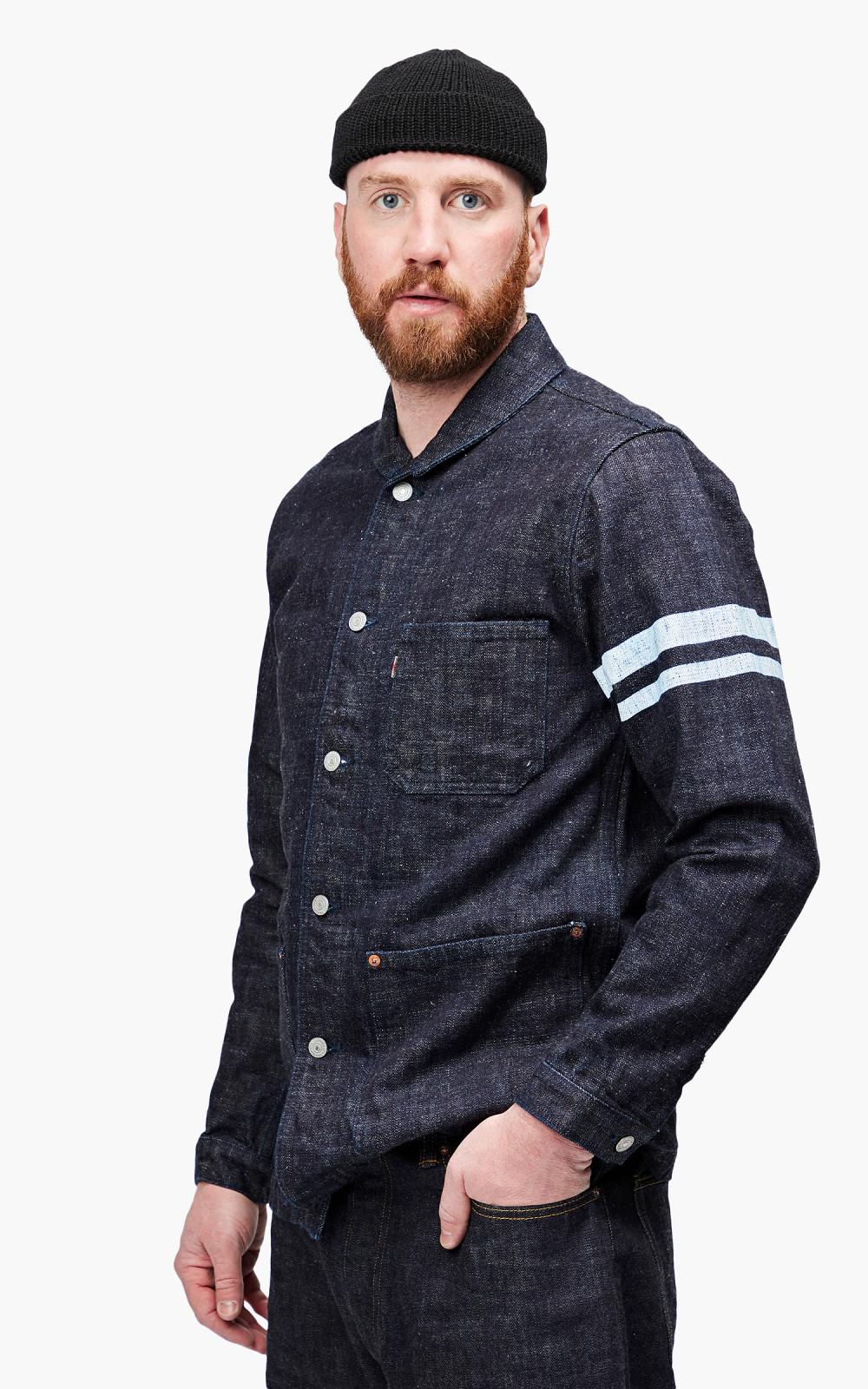 Momotaro 03-087 16oz Selvedge Texture Denim Jacket Indigo - Image 6