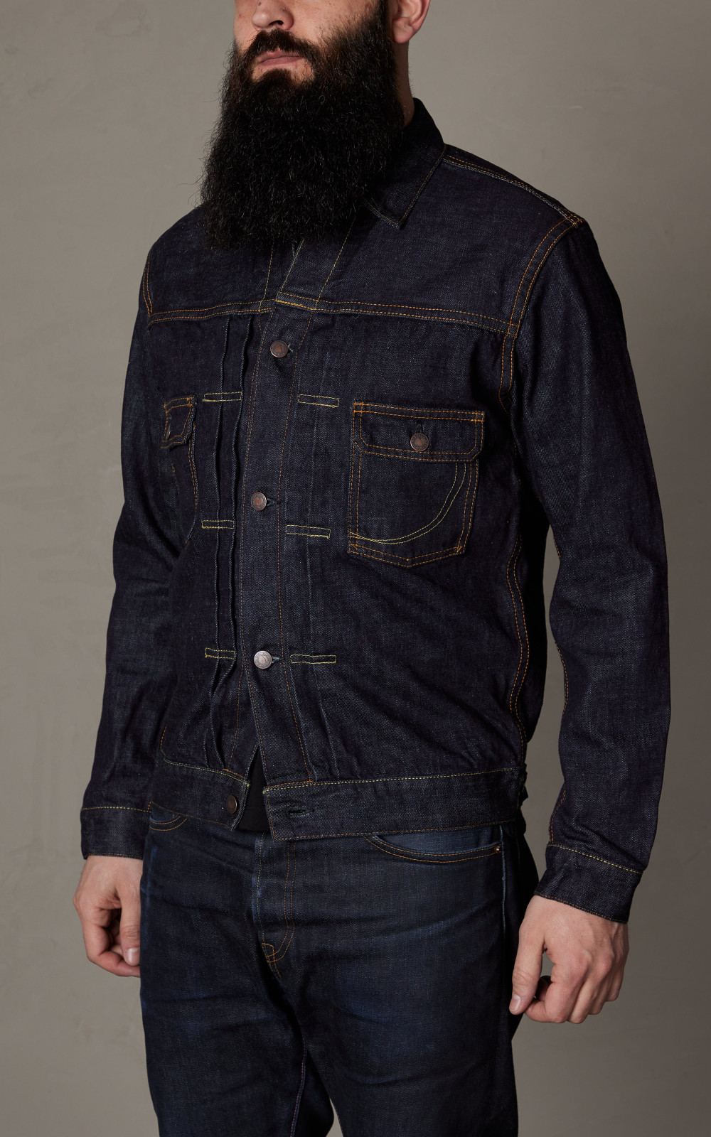 Momotaro MJ2103 14.7oz Zimbabwe Cotton Selvedge Denim Double Pocket Jacket - Image 13