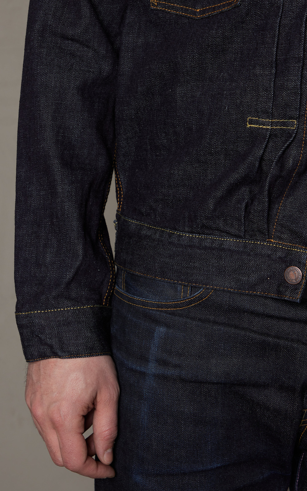 Momotaro MJ2103 14.7oz Zimbabwe Cotton Selvedge Denim Double Pocket Jacket - Image 15