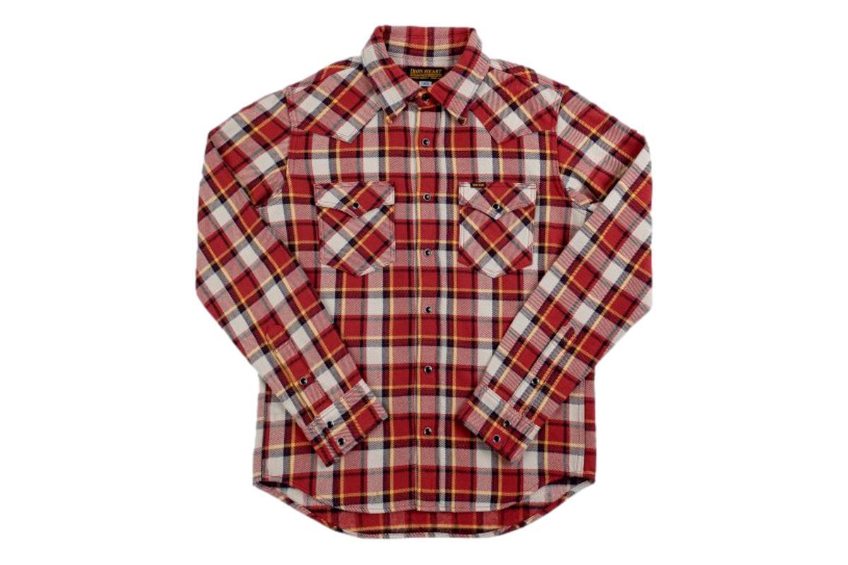 Iron Heart IHSH-340-RED Ultra Heavy Flannel Classic Check Western Shirt