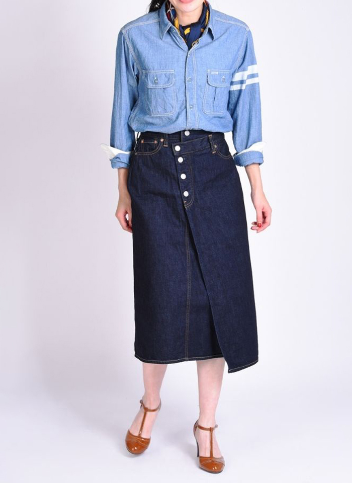 Momotaro SK0103-2 12oz Denim Rolled Skirt - Image 11